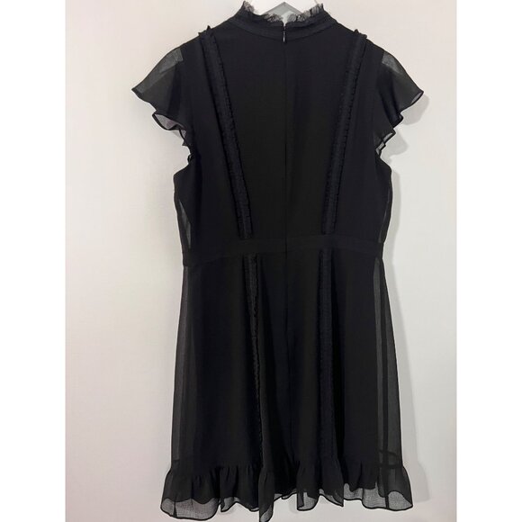 NEW Adrianna Papell Black High Neck Ruffled Flouncy Fit Flare Dress Textured - Picture 10 of 10